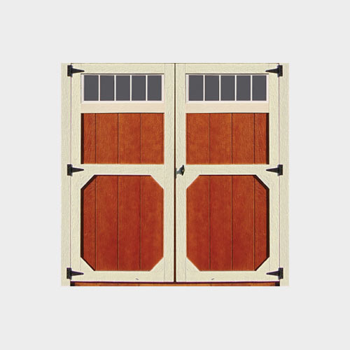 Wood Double Door W/Transom Windows